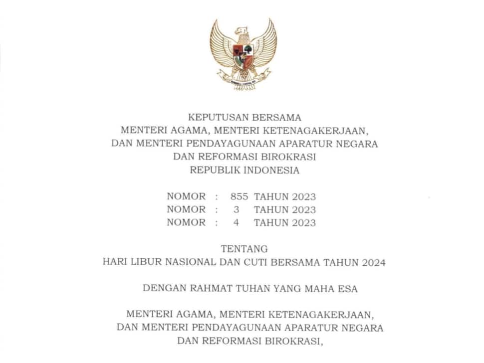 Daftar Hari Libur Nasional 2024 dan Cuti Bersama Resmi Pemerintah