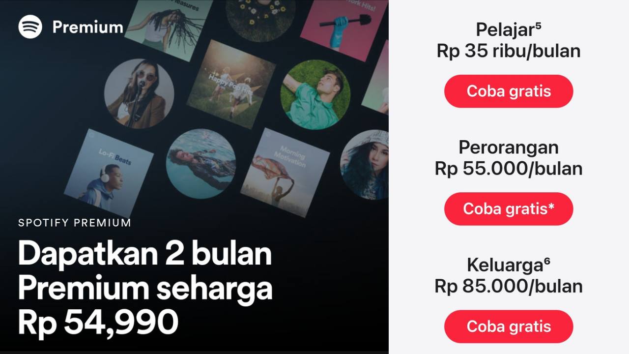 Harga langganan Apple Music dan Spotify