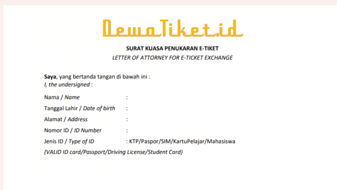 Surat kuasa tiket konser